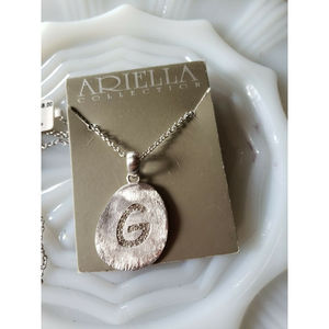 Ariella Collection Letter G Necklace Silvertone NWT